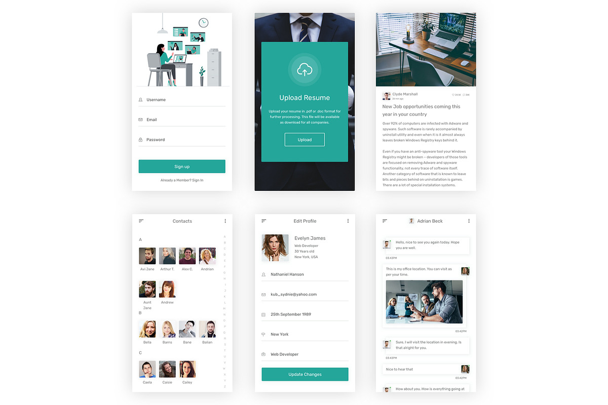 JobOn - Job Search Adobe XD App, an UI Kit Template by themelove (Photo 14 of 16)