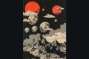 Celestial Space Mountain Collages, a Decorative Illustration by StockVerse Creative (Thumbnail 3 of 4)