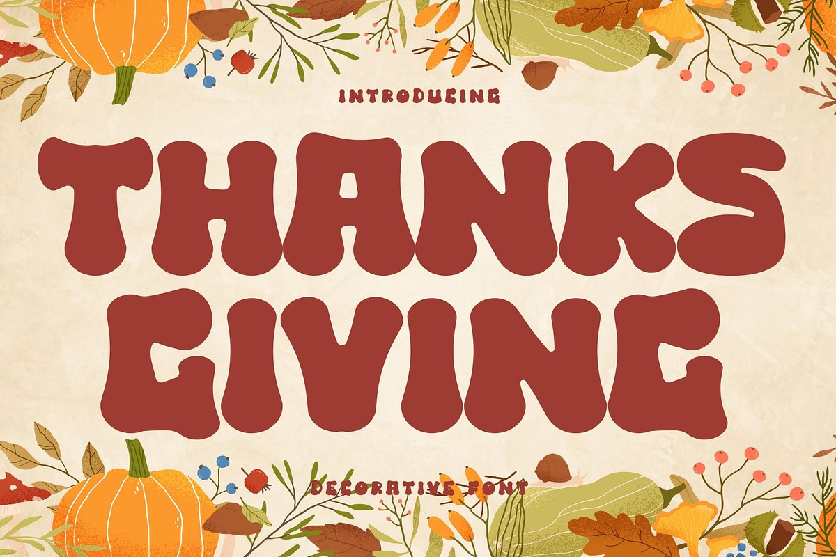 Thanksgiving is a retro Groovy font, a Handwritten Font by Brown Cupple (Photo 1 of 8)