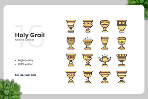 Holy Grail Colored Icons, an Icon by Upnowgraphic