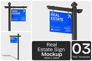 Real Estate Sign Mockup, an Advertising Mockup by Permadi Creative