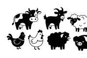 Cute Farm Animal Silhouette Bundle, an Illustration by hafijul (Thumbnail 23 of 51)