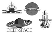 Set of vintage space logo, poster .., a Technology Illustration by pashigorov (Thumbnail 2 of 4)
