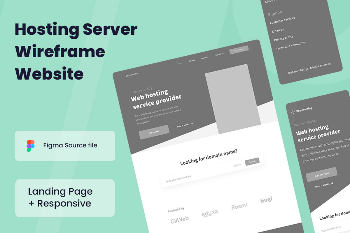 Hosting Server Wireframe Website, a Wireframe Template by INSPR STD (Photo 1 of 6)