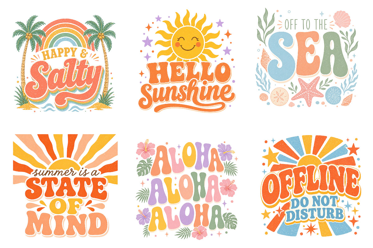 Boho Retro Summer Beach PNG Bundle, an Illustration by Dream Creation (Photo 3 of 6)