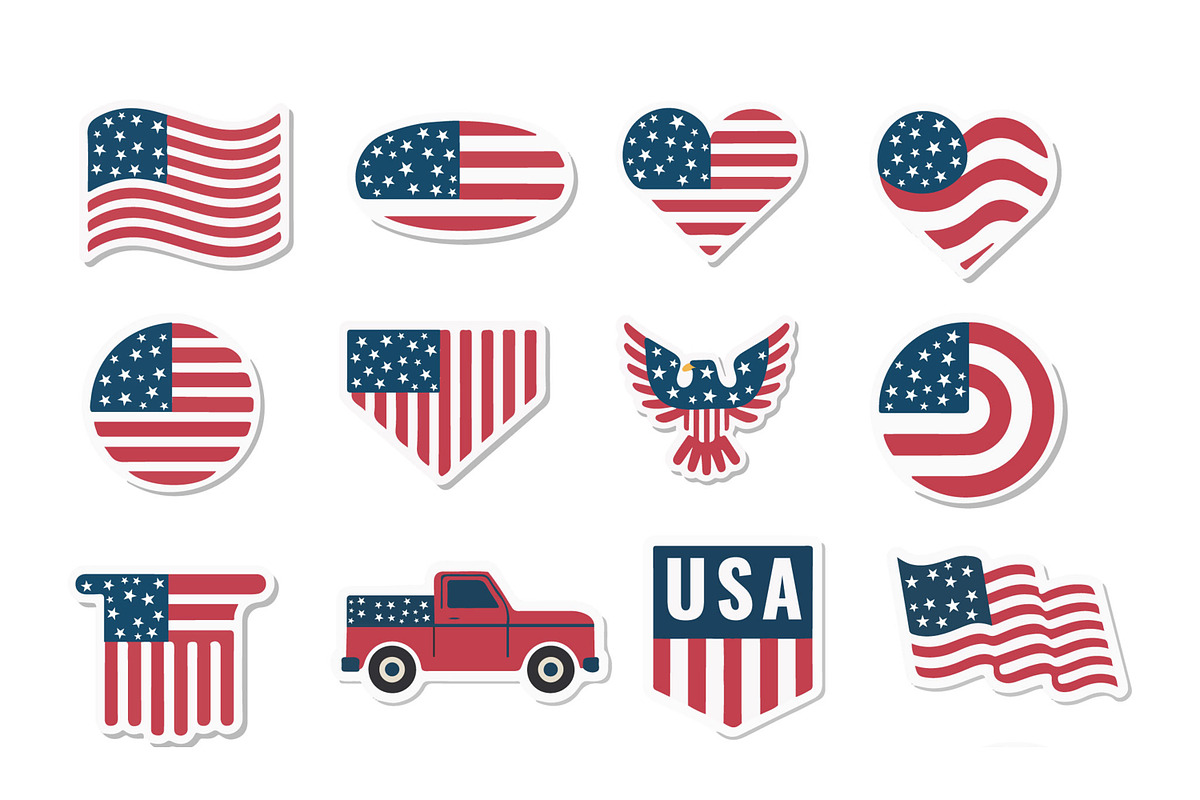 USA Flag Sticker, a Card Template by MightyDesign (Photo 2 of 5)