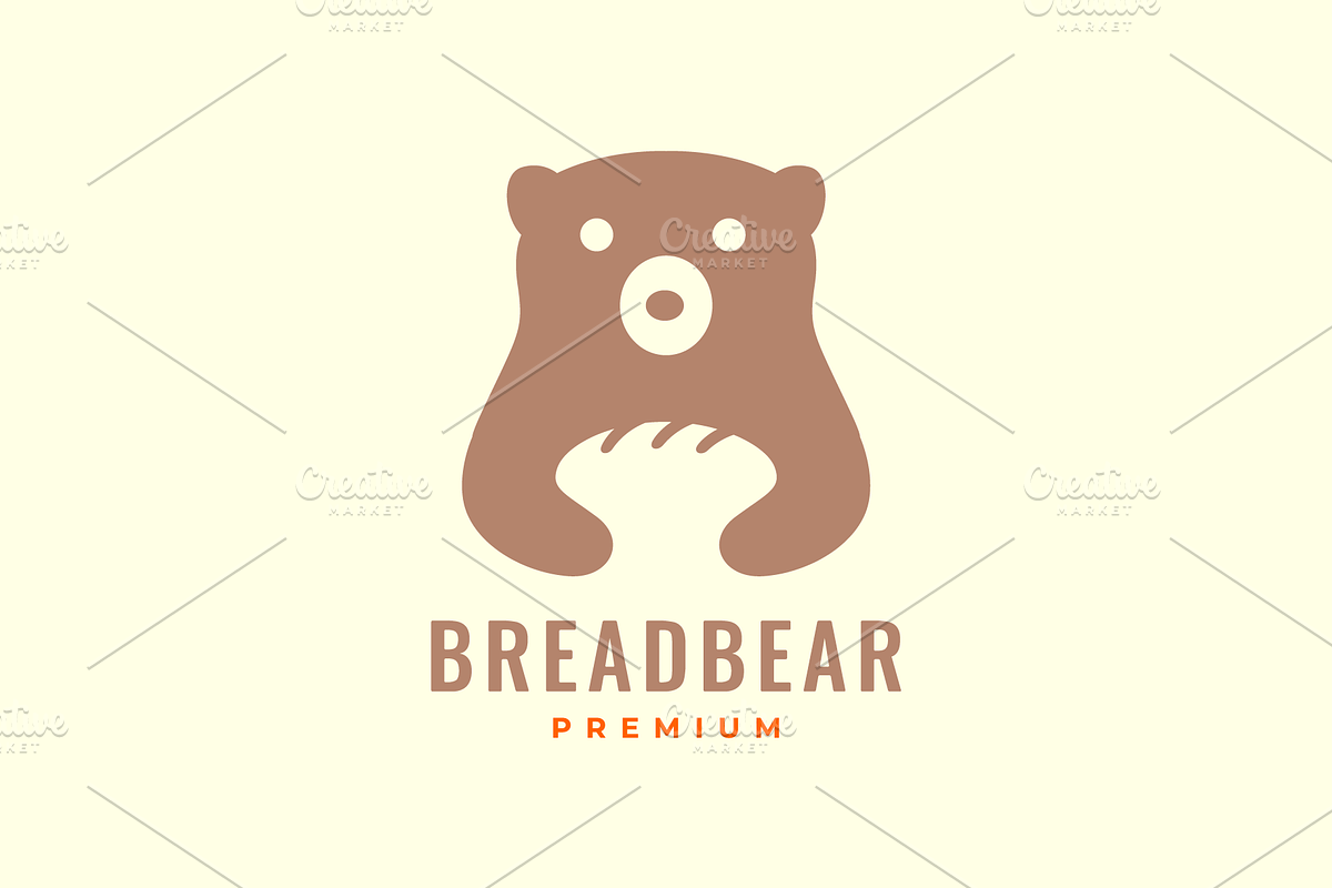 bear grizzly with bread food logo, a Branding & Logo Template by devastd
