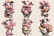 Quirky Valentine Pig Clipart, an Illustration by SVGArt (Thumbnail 4 of 8)