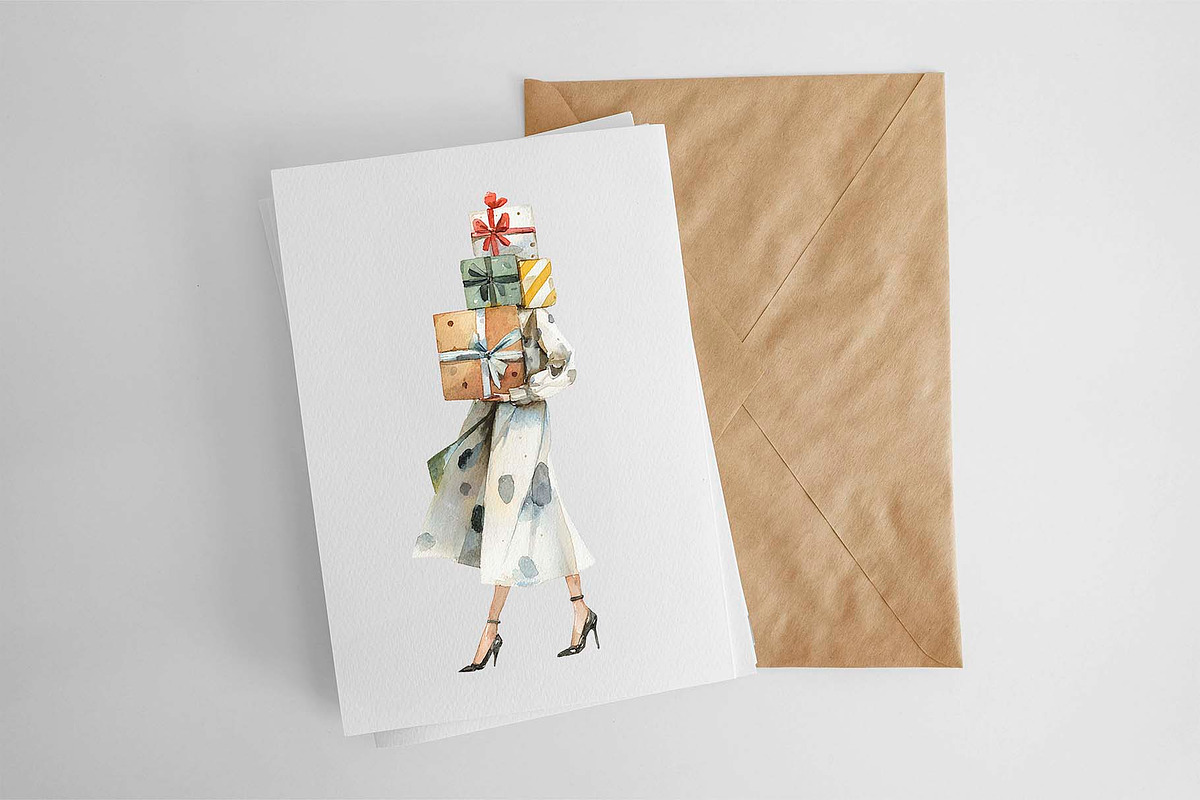 Christmas Watercolor Clipart Bundle, a Seasonal Illustration by Wild Honey Design Co. (Photo 6 of 6)
