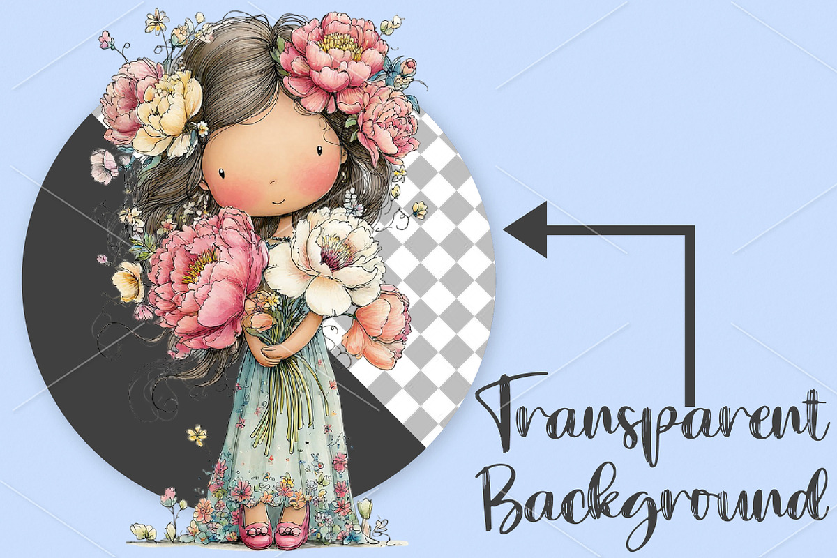 Whimsical Spring Girl Clipart Bundle, an Illustration by Canvas Craft (Photo 2 of 7)