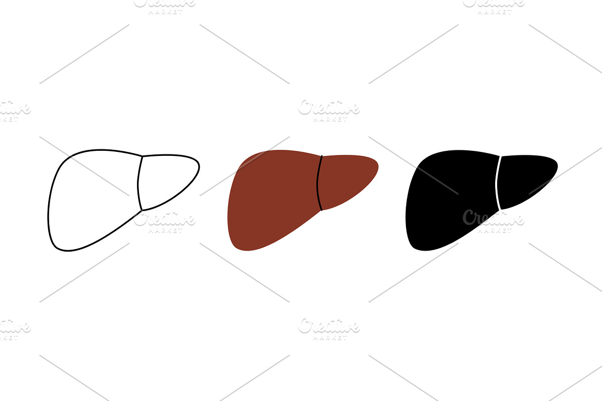 Liver icon set. Human internal organ, a Healthcare Illustration by GraphiShop
