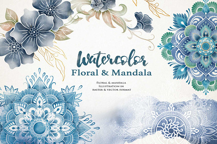 Nautical Floral & Mandala Watercolor