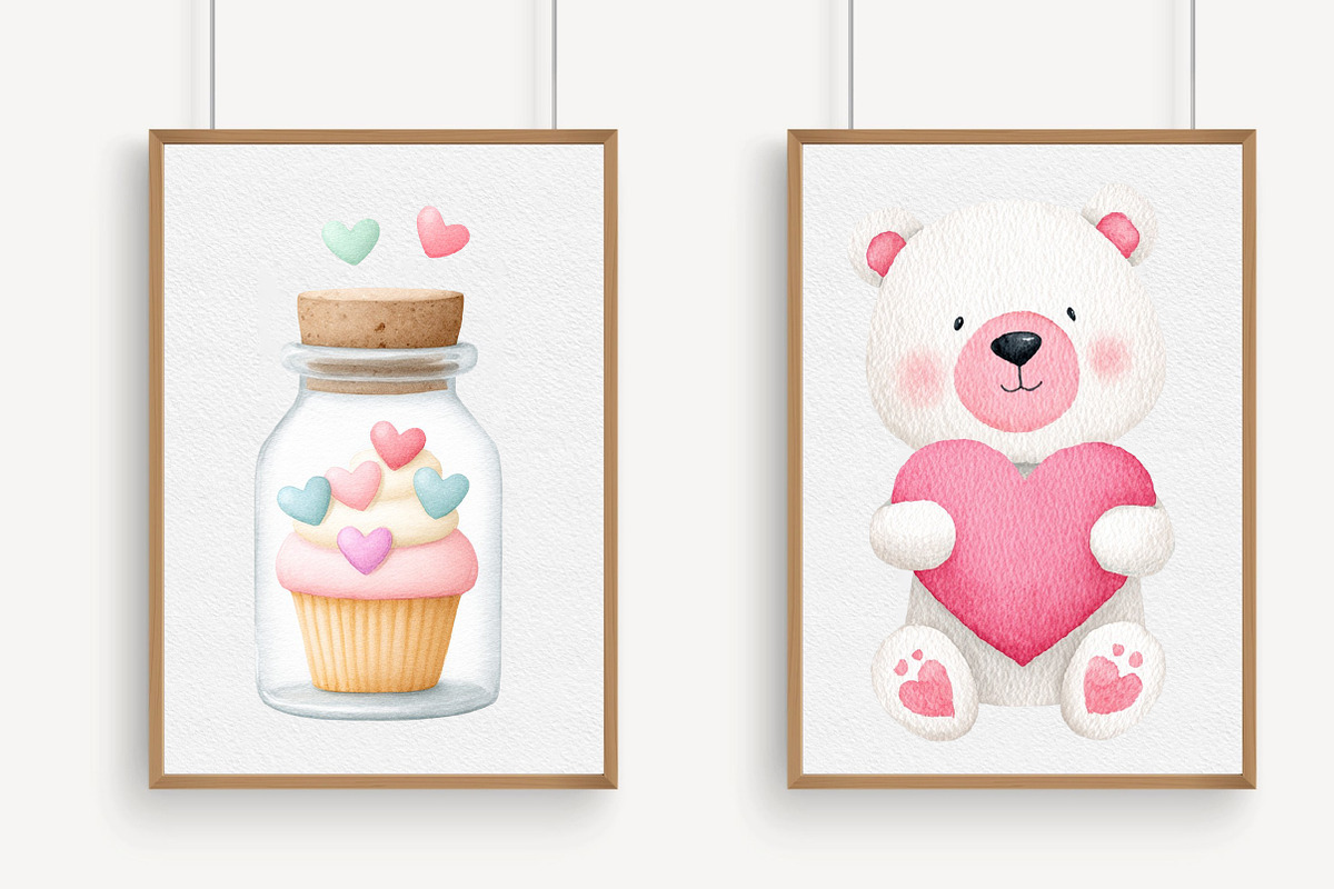 Watercolor Valentines Clipart, an Illustration by Libby Wishes (Photo 3 of 6)