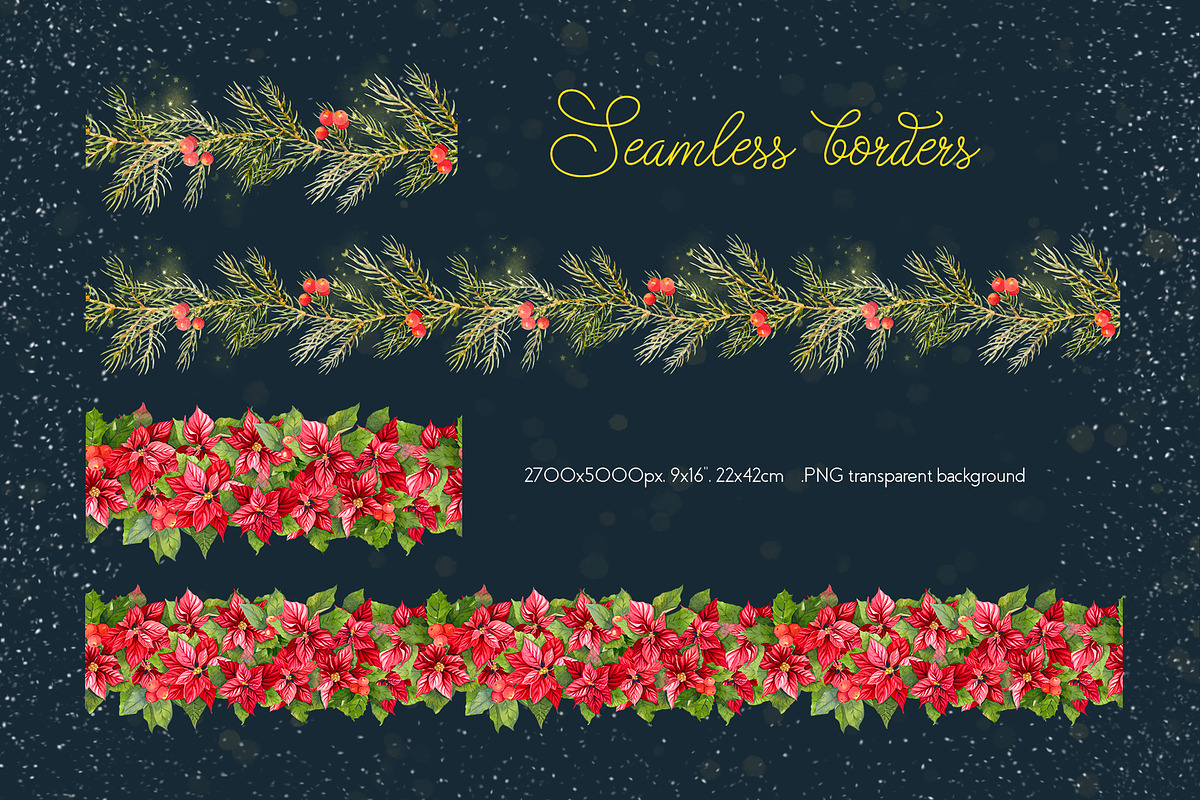 Christmas Poinsettia Floral Clipart, an Illustration by Julia M. Watercolor (Photo 11 of 11)
