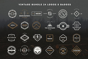 24 Vintage Logos & Badges Bundle, a Branding & Logo Template by Design District