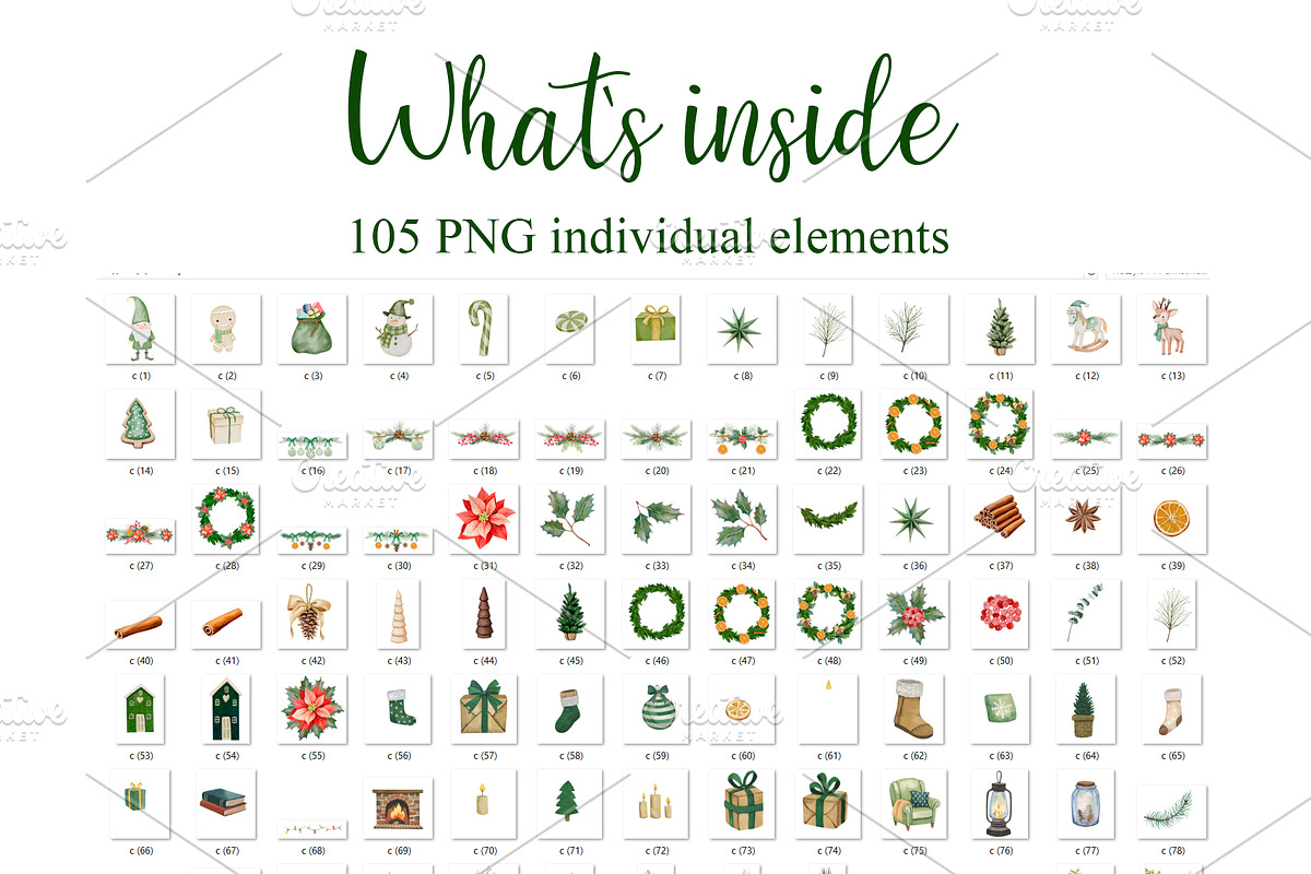 Watercolor Christmas Bundle PNG, a Seasonal Illustration by PatternPalette (Photo 2 of 15)