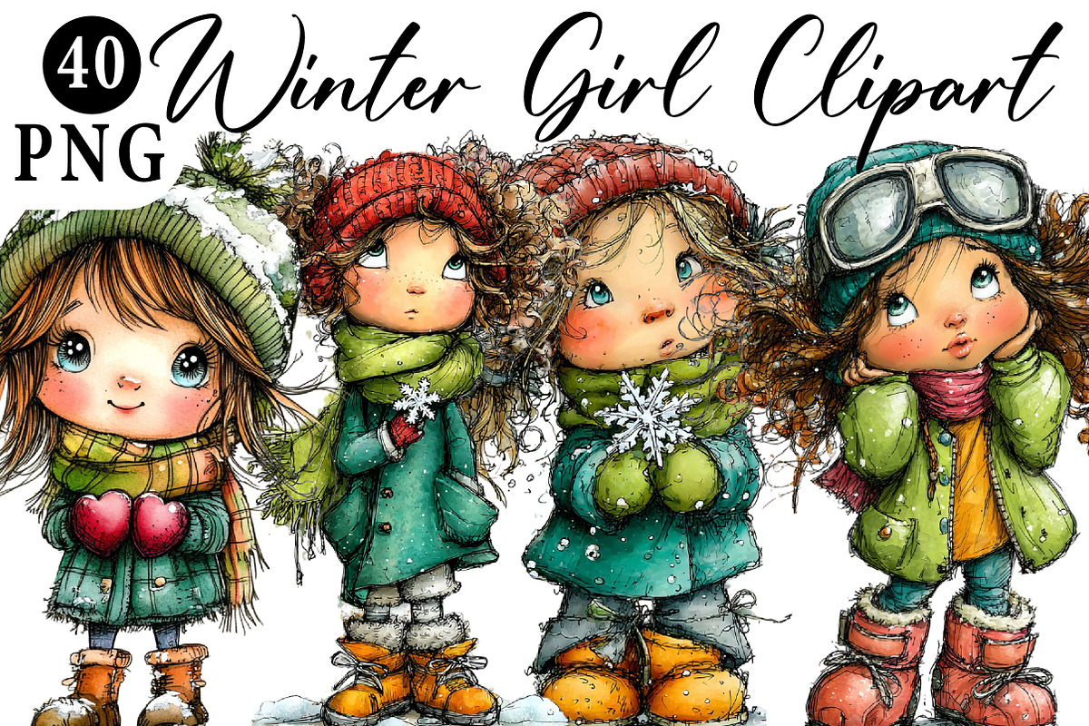 Winter Girl Clipart, an Illustration by Daily.Designs (Photo 1 of 5)