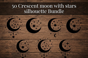 50 Crescent Moon with Stars, an Empty State Illustration by Amazin_art