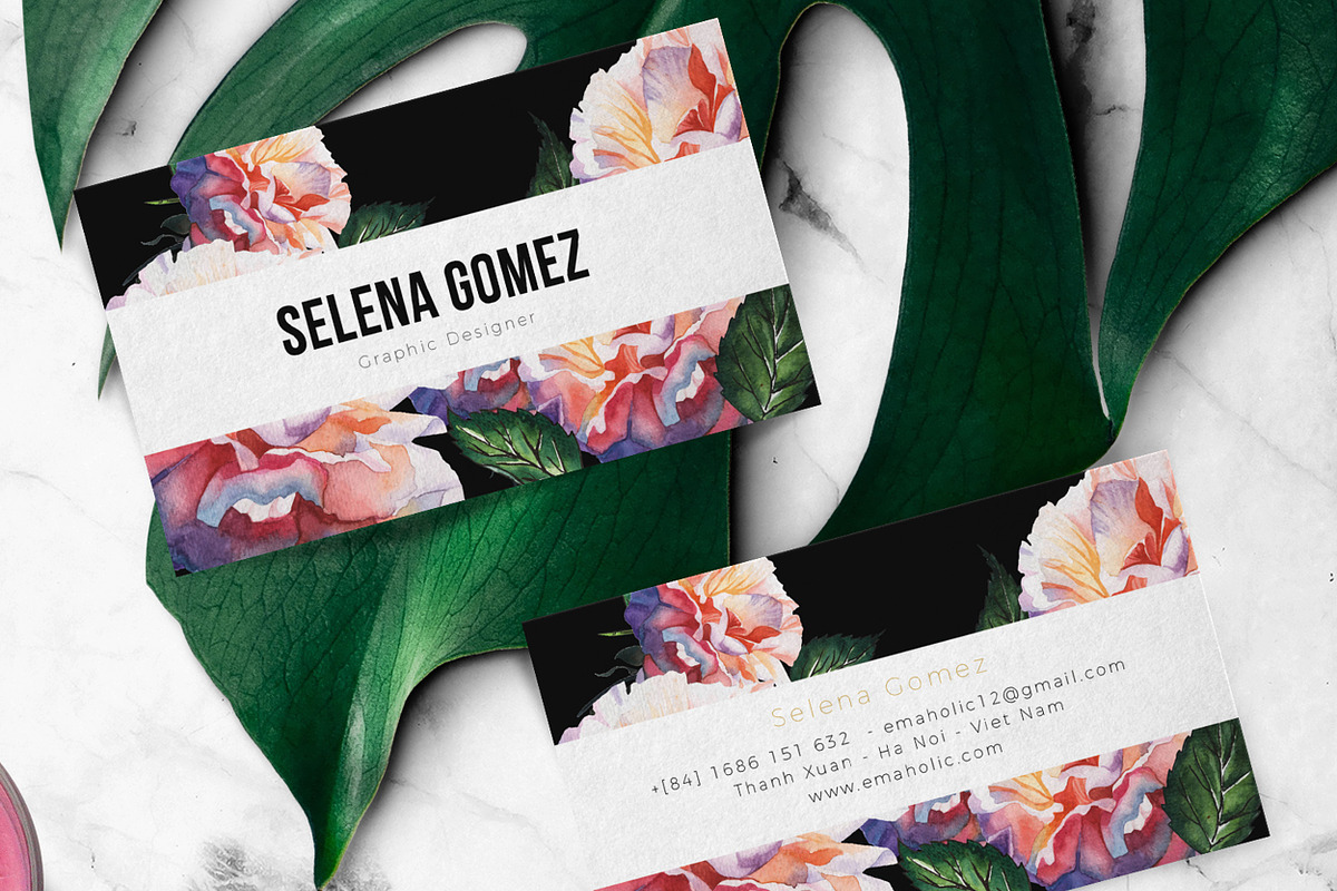 Florals Business Card Template, a Business Card Template by Emaholic Template (Photo 3 of 4)