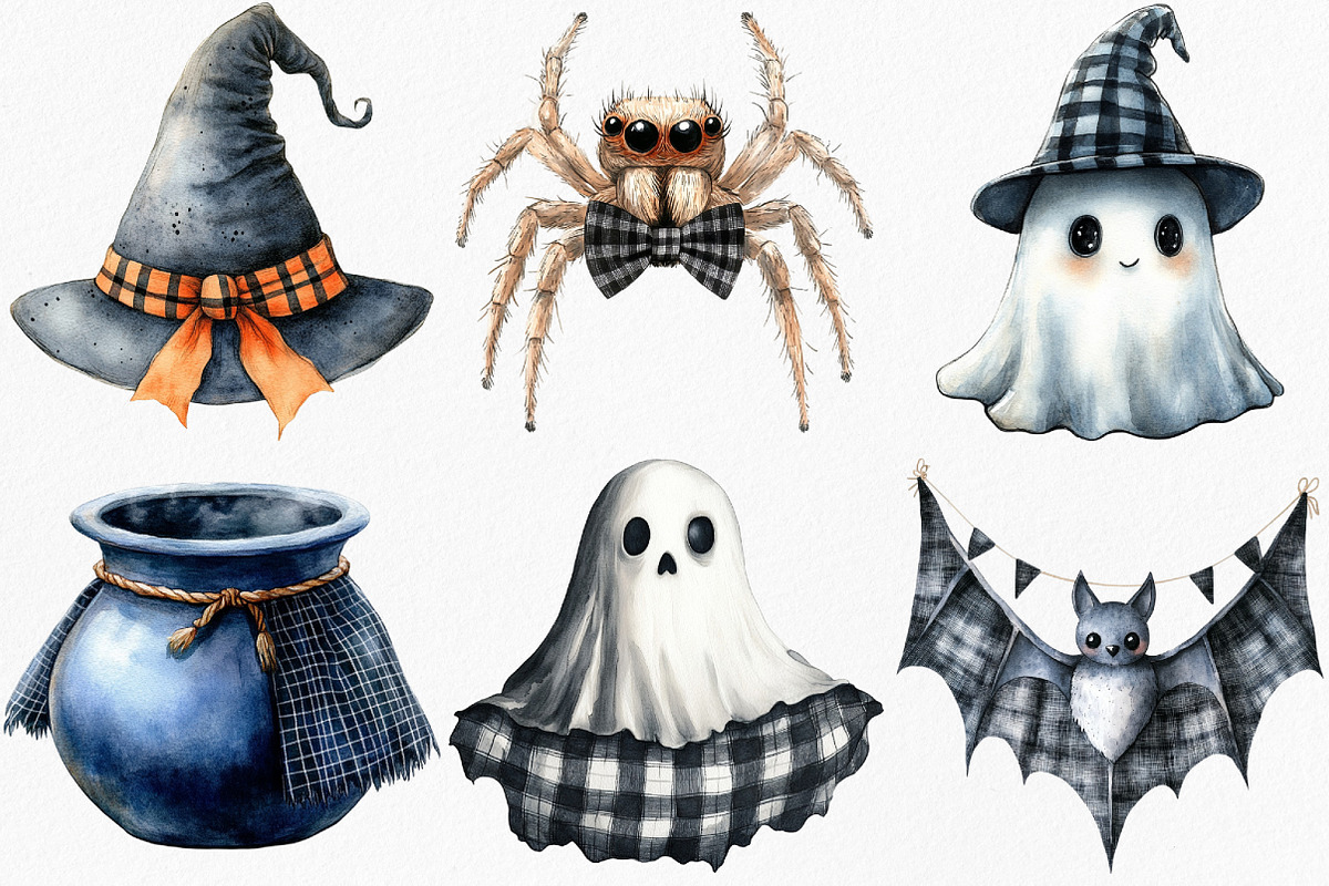 Watercolor Black Gingham Halloween, an Illustration by Canvas Craft (Photo 3 of 8)
