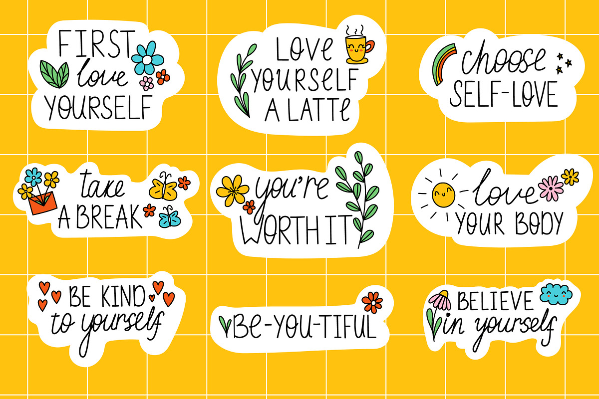 Love Yourself Stickers, a Healthcare Illustration by Le.nart (Photo 1 of 4)