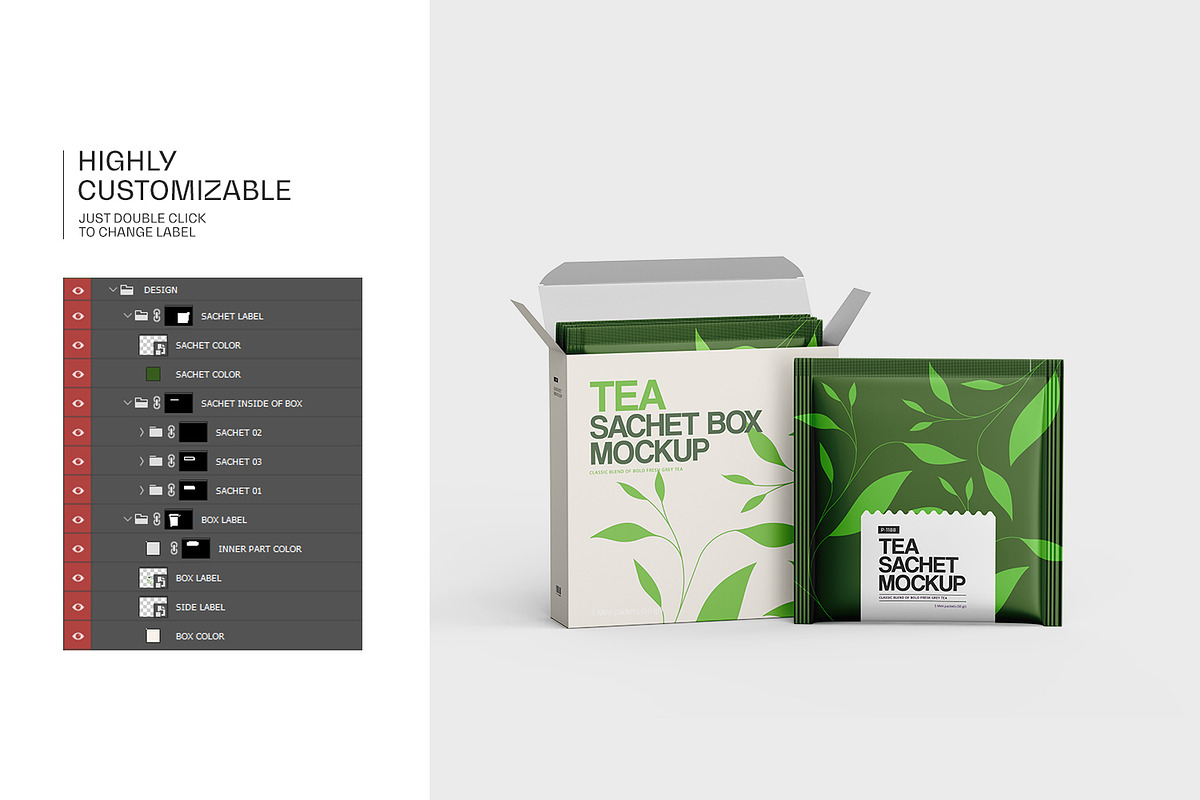 Tea Sachets with Box Mockup, a Packaging Mockup by Ram Studio (Photo 15 of 27)