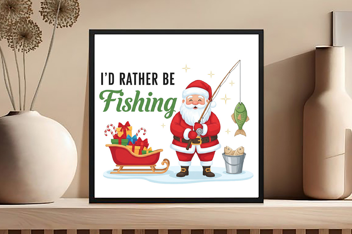 Funny Santa Fishing Christmas PNG, an Illustration by Black Bird Studio (Photo 4 of 4)