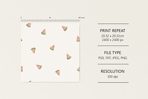 Pattern with watermelon, a Pattern Graphic by Olena Kuznietsova