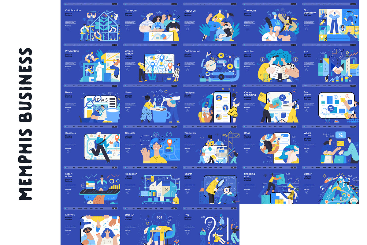 Memphis Business, vector illos, a Templates & Theme by Grivina's shop (Photo 23 of 27)