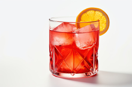 Strawberry cocktail with ice on white background, a Food & Drink Photo by AlyaAnd