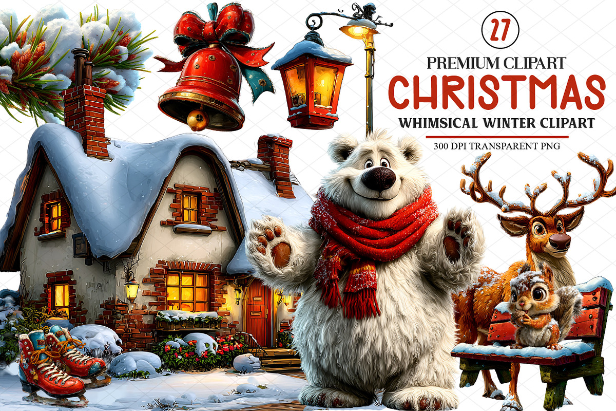 Whimsical Winter Clipart, an Illustration by cherrydesign (Photo 1 of 4)
