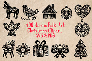 Nordic Folk Christmas 400 Clip Art, an Object Graphic by Pattern Whimsy