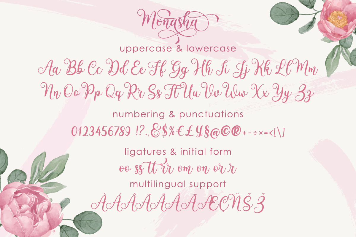Monasha | Beauty Calligraphy, a Script Font by Almeera Std (Photo 5 of 12)