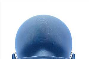 A blue face mask mockup on a mannequin head against a white background, a Mask Mockup by Textures & Backgrounds