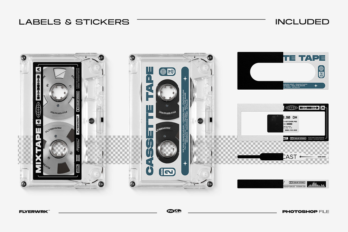 Cassette Mockup Bundle, a Product Mockup by FLYERWRK (Photo 11 of 16)
