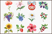 Folk Art Botanicals Flowers Berries, an Illustration by Sublimation Artist (Thumbnail 3 of 6)