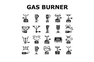 gas burner stove cooktop icons set, an Object Illustration by pikepicture