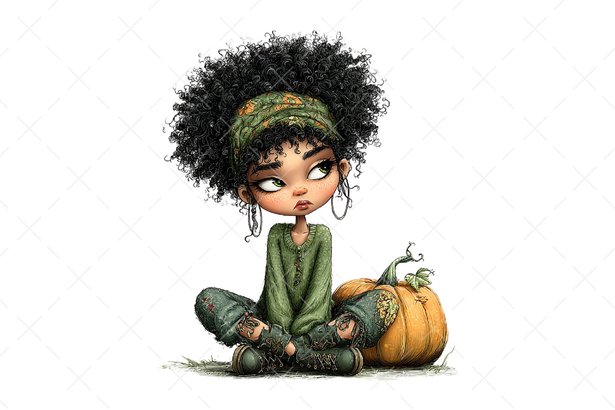Quirky Grumpy Black Girl Clipart, a Seasonal Illustration by Craft Nest (Photo 10 of 12)