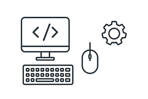 Workspace setup with computer, a Technology Illustration by ZinetroN