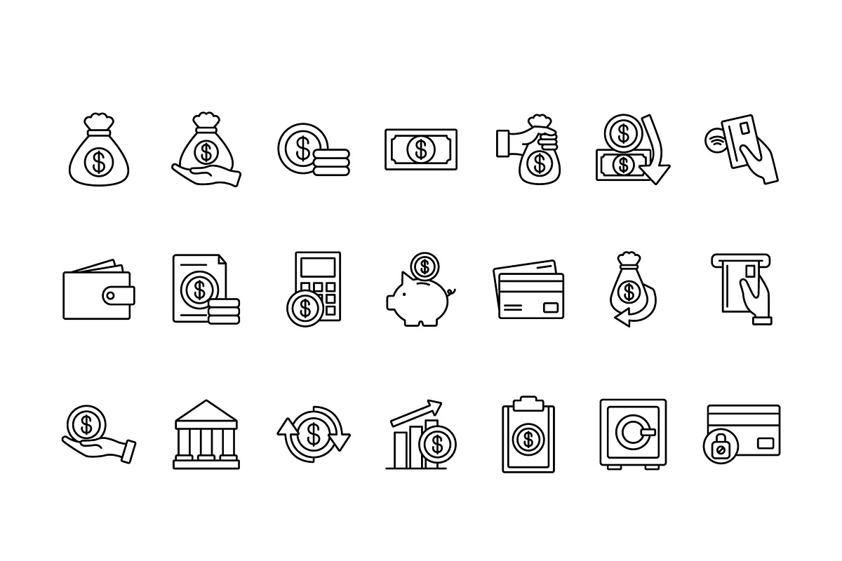 Money And Finance Line Icons