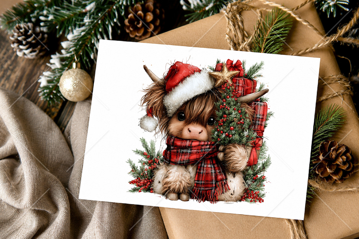 Plaid Christmas Cow PNG Clipart, a Seasonal Illustration by Canvas Craft (Photo 10 of 10)