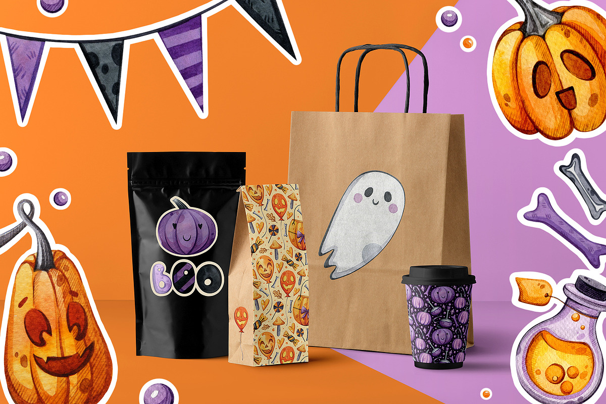 Happy Halloween set | 81 elements, an Animal Illustration by Aquarellka (Photo 2 of 8)