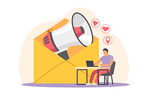 Electronic newsletter, marketing, an Object Illustration by YummyBuum