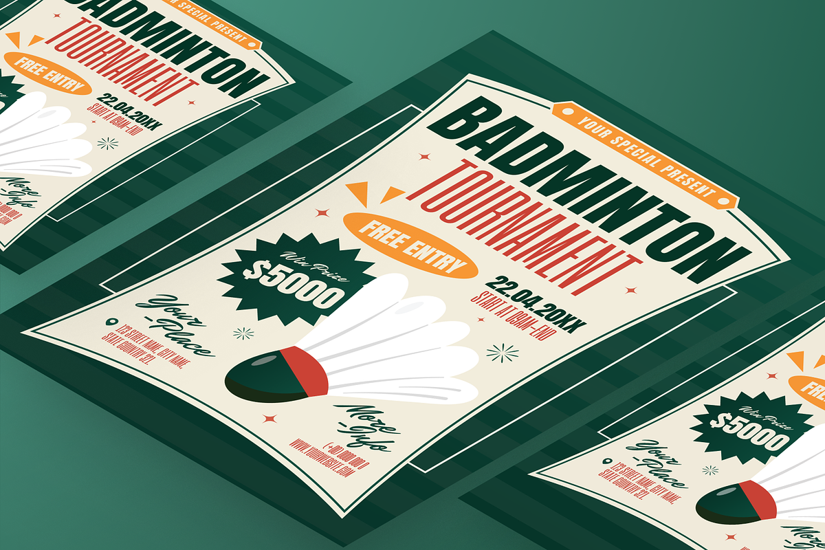 Classic Badminton Flyer Set, a Flyer Template by Annora Studio (Photo 6 of 6)