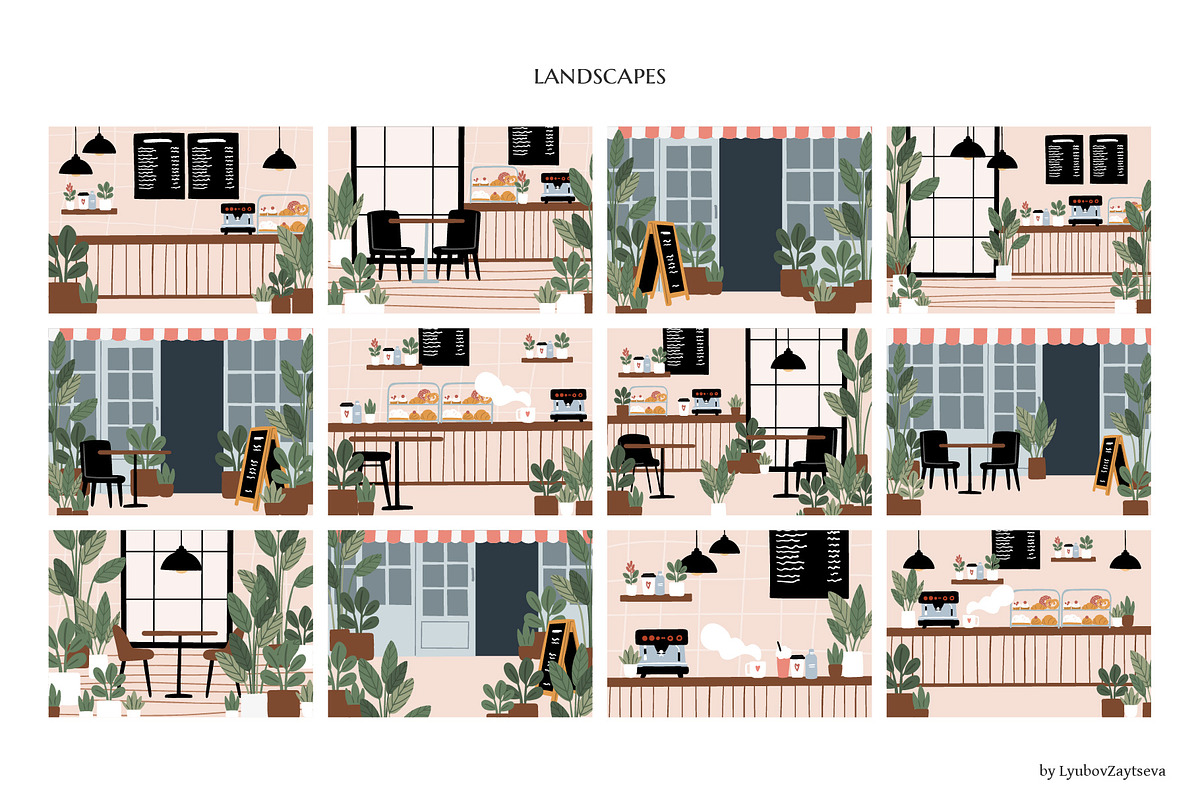 Dog Friendly Coffee Shop Scenes, a Person Illustration by LyubovZaytseva (Photo 15 of 20)