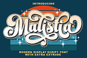 Malistia - Retro Font & Extrude., a Script Font by IM Studio (Thumbnail 1 of 7)