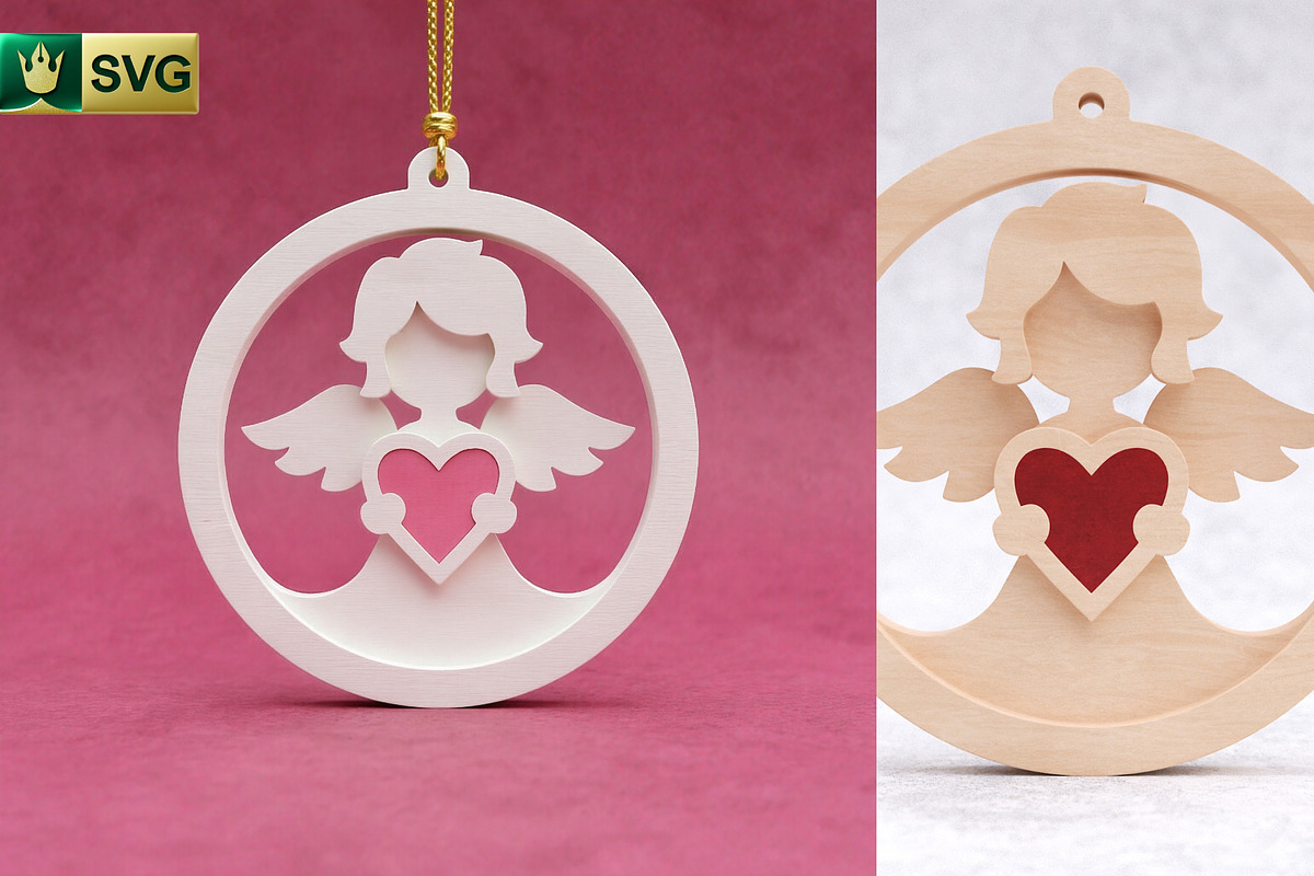 Angel Ornament 3D Layered SVG Cut, an Object Graphic by pixaroma (Photo 3 of 10)