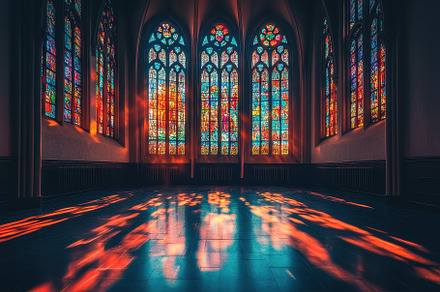 A church with stained glass windows, a Wallpaper Photo by Pavel_design