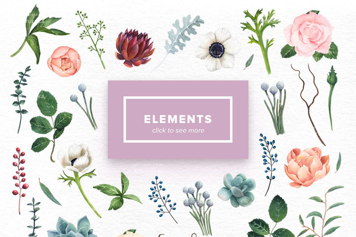 Watercolor Flowers Mix, an Object Graphic by Kotulska (Photo 2 of 3)