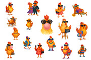 Fashion Hen Watercolor Clipart, an Animal Illustration by GeoWander (Thumbnail 2 of 3)